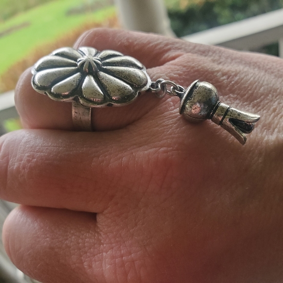 Boho Hippie gypsy concho squash Blossom Charm ring - Picture 7 of 9